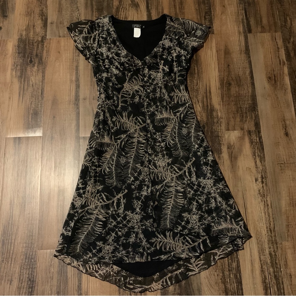 CDC Brand Asymmetrical Floral Leaf Print Dress Size 14